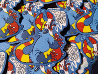 Sad Possum Clown Glitter Sticker