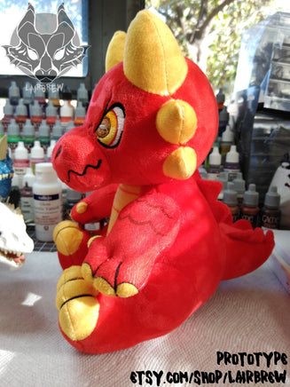 RED Kobold Plush - IN STOCK - Dungeons & Dragons Inspired Stuffed Animal ttrpg Furry Plush Toy - Red and Yellow Soft Scaly Monster Anthro