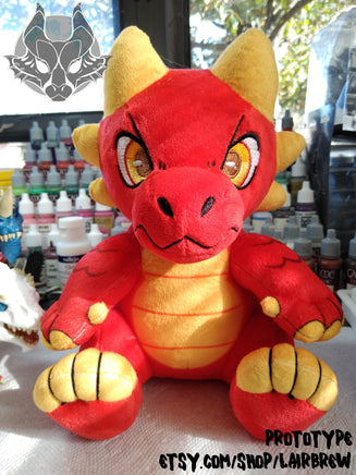 RED Kobold Plush - IN STOCK - Dungeons & Dragons Inspired Stuffed Animal ttrpg Furry Plush Toy - Red and Yellow Soft Scaly Monster Anthro