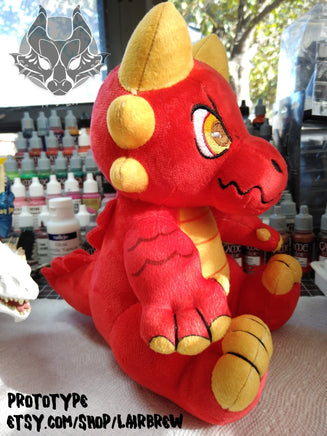 RED Kobold Plush - IN STOCK - Dungeons & Dragons Inspired Stuffed Animal ttrpg Furry Plush Toy - Red and Yellow Soft Scaly Monster Anthro