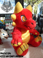 RED Kobold Plush - IN STOCK - Dungeons & Dragons Inspired Stuffed Animal ttrpg Furry Plush Toy - Red and Yellow Soft Scaly Monster Anthro
