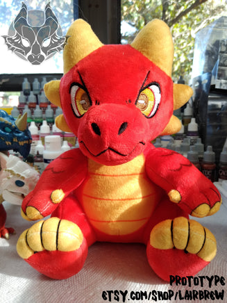 RED Kobold Plush - IN STOCK - Dungeons & Dragons Inspired Stuffed Animal ttrpg Furry Plush Toy - Red and Yellow Soft Scaly Monster Anthro