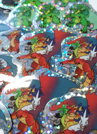 Chromatic Dragon Mini Sticker Set - Holographic - Tiamat White Black Green Blue Red - Dungeons & Dragons Inspired - Tiny Cartoon