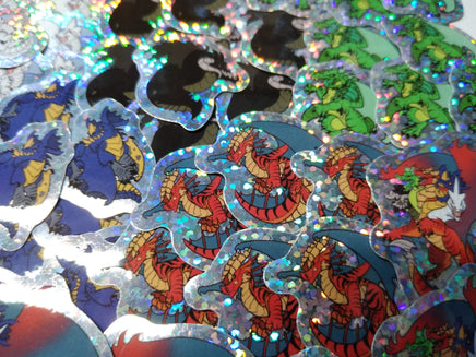 Chromatic Dragon Mini Sticker Set - Holographic - Tiamat White Black Green Blue Red - Dungeons & Dragons Inspired - Tiny Cartoon