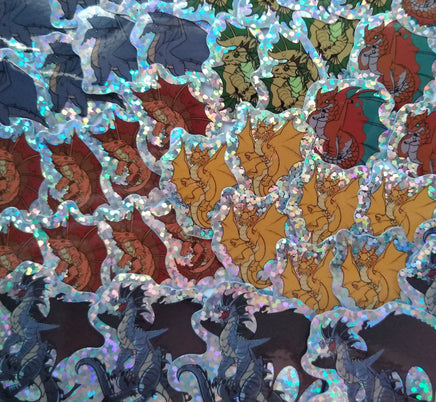 Metallic Dragons and Bahamut Mini Holographic Sticker Set