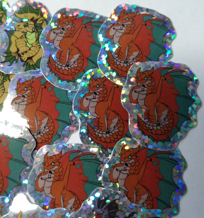 Metallic Dragons and Bahamut Mini Holographic Sticker Set