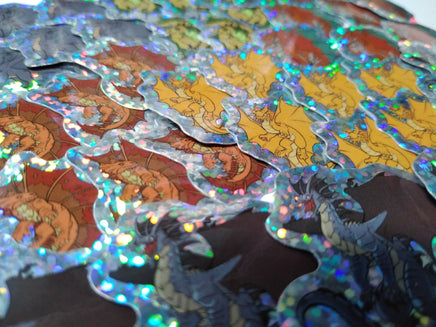 Metallic Dragons and Bahamut Mini Holographic Sticker Set