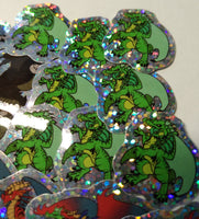 Chromatic Dragon Mini Sticker Set - Holographic - Tiamat White Black Green Blue Red - Dungeons & Dragons Inspired - Tiny Cartoon
