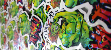 "I like my girls tusky" Orc Holographic Hearts Sticker