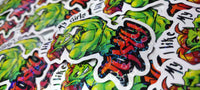 "I like my girls tusky" Orc Holographic Hearts Sticker