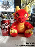RED Kobold Plush - IN STOCK - Dungeons & Dragons Inspired Stuffed Animal ttrpg Furry Plush Toy - Red and Yellow Soft Scaly Monster Anthro