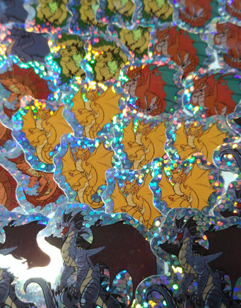 Metallic Dragons and Bahamut Mini Holographic Sticker Set