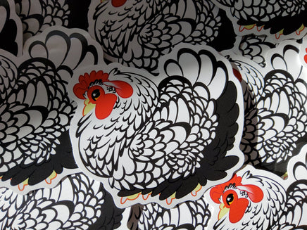 Chicken Sticker Big Juicy the Silver Laced Cochin Hen Cute Chicken- IN STOCK - Emergency vet support!