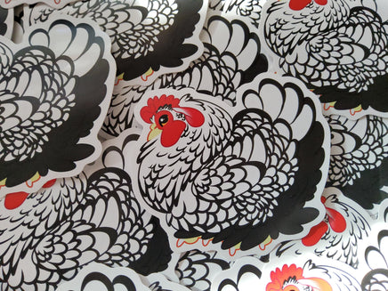 Chicken Sticker Big Juicy the Silver Laced Cochin Hen Cute Chicken- IN STOCK - Emergency vet support!