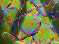 Rainbow Pixel D20 Dice Holographic Vinyl Sticker- Dungeons & Dragons Inspired Prop Art Decorate Binders Folders Customize DM Screens