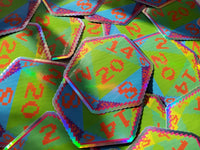 Rainbow Pixel D20 Dice Holographic Vinyl Sticker- Dungeons & Dragons Inspired Prop Art Decorate Binders Folders Customize DM Screens