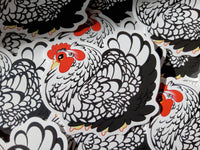 Chicken Sticker Big Juicy the Silver Laced Cochin Hen Cute Chicken- IN STOCK - Emergency vet support!