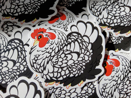 Chicken Sticker Big Juicy the Silver Laced Cochin Hen Cute Chicken- IN STOCK - Emergency vet support!