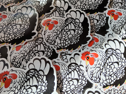 Chicken Sticker Big Juicy the Silver Laced Cochin Hen Cute Chicken- IN STOCK - Emergency vet support!