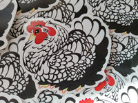 Chicken Sticker Big Juicy the Silver Laced Cochin Hen Cute Chicken- IN STOCK - Emergency vet support!
