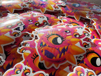 Lisa Frank Inspired Beholder Sticker - Holo Hearts