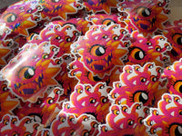 Lisa Frank Inspired Beholder Sticker - Holo Hearts
