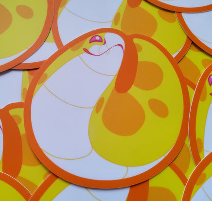 Blump the Tsuchinoko in Yellow Sticker - Fat Adorable Cute Snake - Reptile Herp Hognose Albino - Cryptid Yokai Tsuchinoko Real