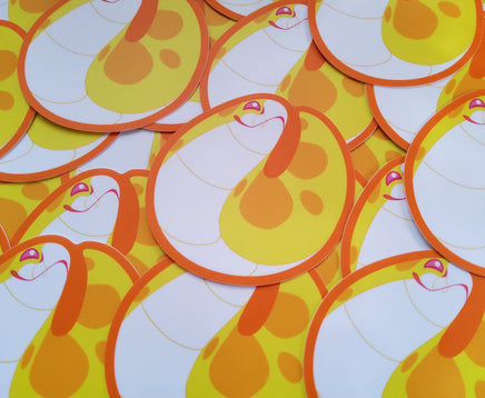 Blump the Tsuchinoko in Yellow Sticker - Fat Adorable Cute Snake - Reptile Herp Hognose Albino - Cryptid Yokai Tsuchinoko Real