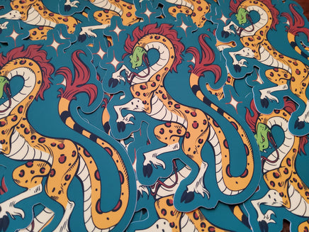 Heraldic Questing Beast - Mythological Fantasy Creature - Snake Leopard Giraffe Chimera Hybrid Hooves Viper Arthurian Quest Cryptid Crest