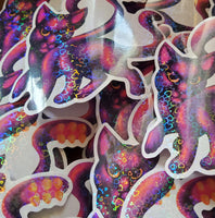 Displacer Beast Holo Hearts Vinyl Sticker - Lisa Something + Dungeons and Dragons Inspired - 4 inches Holographic Sparkly Decorate Notebooks