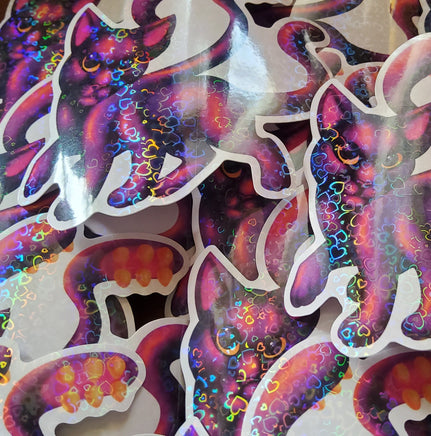 Displacer Beast Holo Hearts Vinyl Sticker - Lisa Something + Dungeons and Dragons Inspired - 4 inches Holographic Sparkly Decorate Notebooks