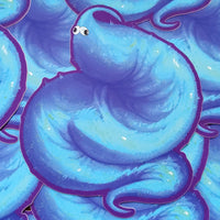 Worm on a String but fat Blue - chunky adorable fuzz lad - a good fluffy son who gets too many treats