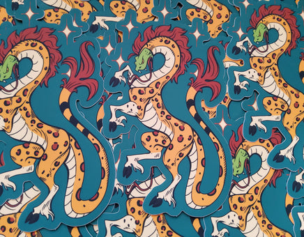 Heraldic Questing Beast - Mythological Fantasy Creature - Snake Leopard Giraffe Chimera Hybrid Hooves Viper Arthurian Quest Cryptid Crest