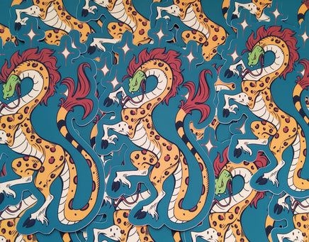 Heraldic Questing Beast - Mythological Fantasy Creature - Snake Leopard Giraffe Chimera Hybrid Hooves Viper Arthurian Quest Cryptid Crest