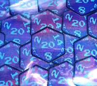 Purple Pixel D20 Dice Glitter Holographic Vinyl Sticker- Dungeons & Dragons Inspired Prop Art Decorate Binders Folders Customize DM Screens