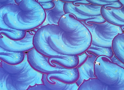 Worm on a String but fat Blue - chunky adorable fuzz lad - a good fluffy son who gets too many treats