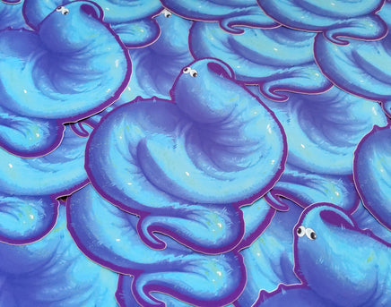 Worm on a String but fat Blue - chunky adorable fuzz lad - a good fluffy son who gets too many treats