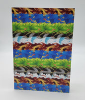 Sticker Book - Chromatic dragon repeating pattern 20 sheets - Red blue green black white - Reusable paper - Sticker hoarder collection