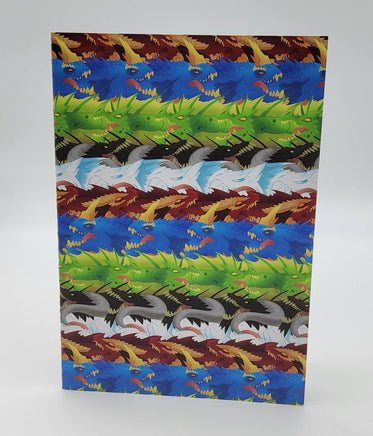 Sticker Book - Chromatic dragon repeating pattern 20 sheets - Red blue green black white - Reusable paper - Sticker hoarder collection