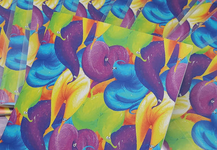 Sticker Book - Fat worm on a string repeating pattern 20 sheets - Squirmle magic worm pink purple blue green yellow - Sticker collection