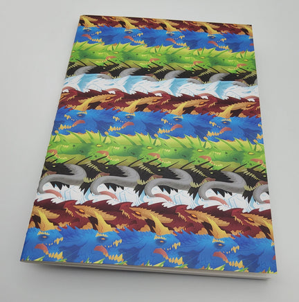 Sticker Book - Chromatic dragon repeating pattern 20 sheets - Red blue green black white - Reusable paper - Sticker hoarder collection
