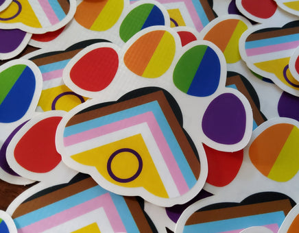 Pride Paw Transparent Sticker 3 inch Progress Flag