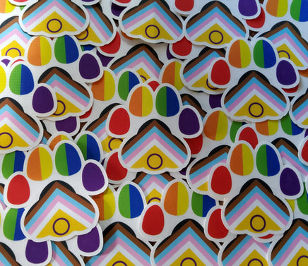 Pride Paw Transparent Sticker 3 inch Progress Flag