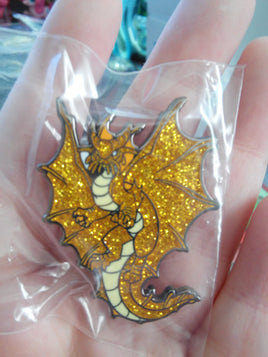 Misprinted Pin Runs - Gold Dragons - Red Dragons- D&D Inspired - Hard Enamel Seconds - Glitter and Solid Color Dragon Sparkle Oops Treasure