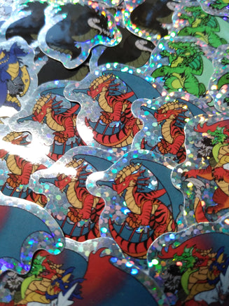 Chromatic Dragon Mini Sticker Set - Holographic - Tiamat White Black Green Blue Red - Dungeons & Dragons Inspired - Tiny Cartoon