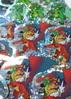 Chromatic Dragon Mini Sticker Set - Holographic - Tiamat White Black Green Blue Red - Dungeons & Dragons Inspired - Tiny Cartoon