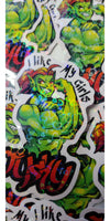 "I like my girls tusky" Orc Holographic Hearts Sticker