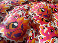 Lisa Frank Inspired Beholder Sticker - Holo Hearts