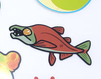 Dead Sockeye Salmon Sticker - Fish Aquatic Cartoon Male Hook Mouth Wildlife X Eyes Aesthetic Camping Fishing Catch Bear Food Sashimi Sushi
