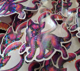 Displacer Beast Holo Hearts Vinyl Sticker - Lisa Something + Dungeons and Dragons Inspired - 4 inches Holographic Sparkly Decorate Notebooks